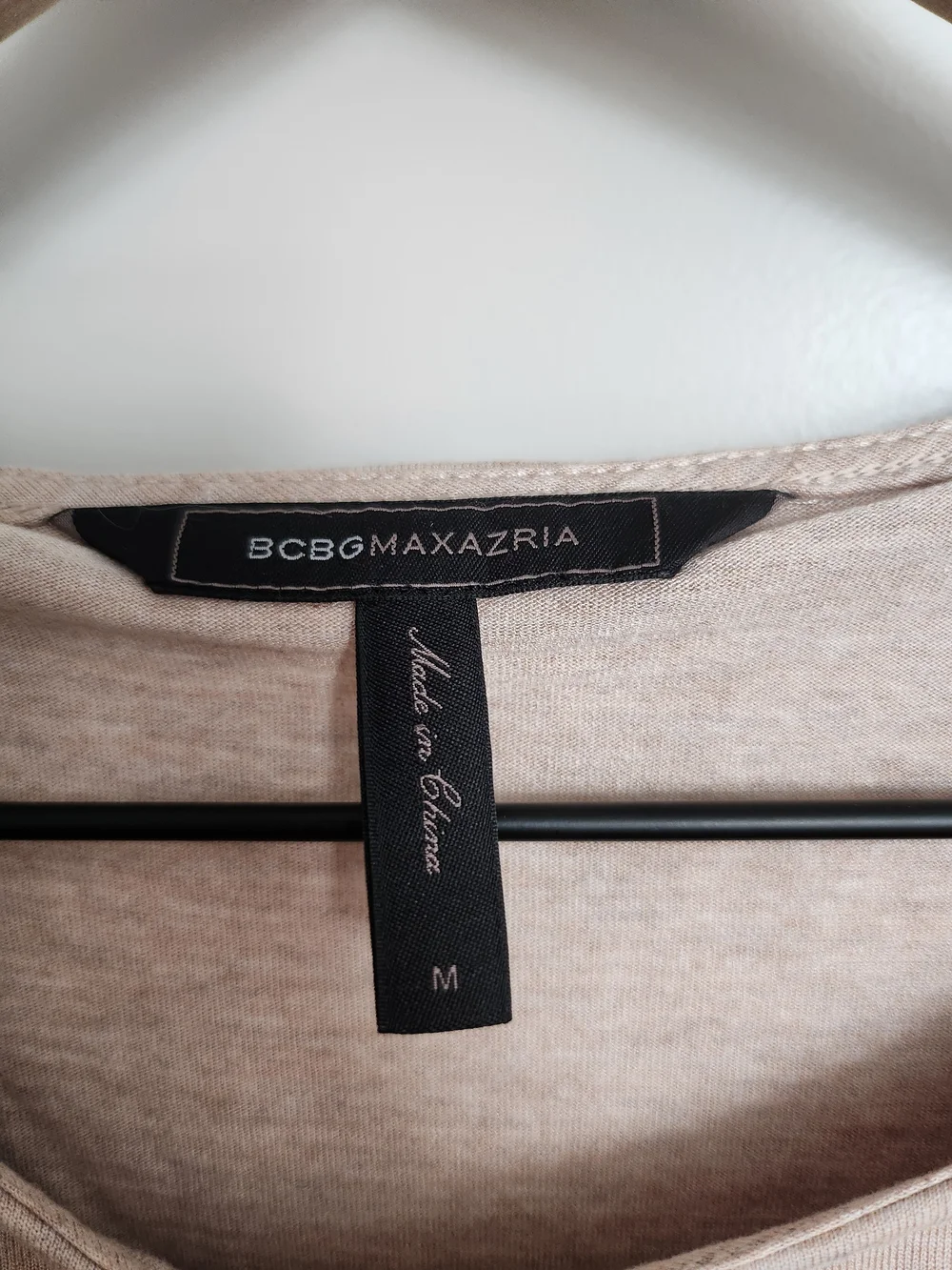 BCBGMaxAzria Light Beige Handkerchief Hem Long-Sleeve Tunic